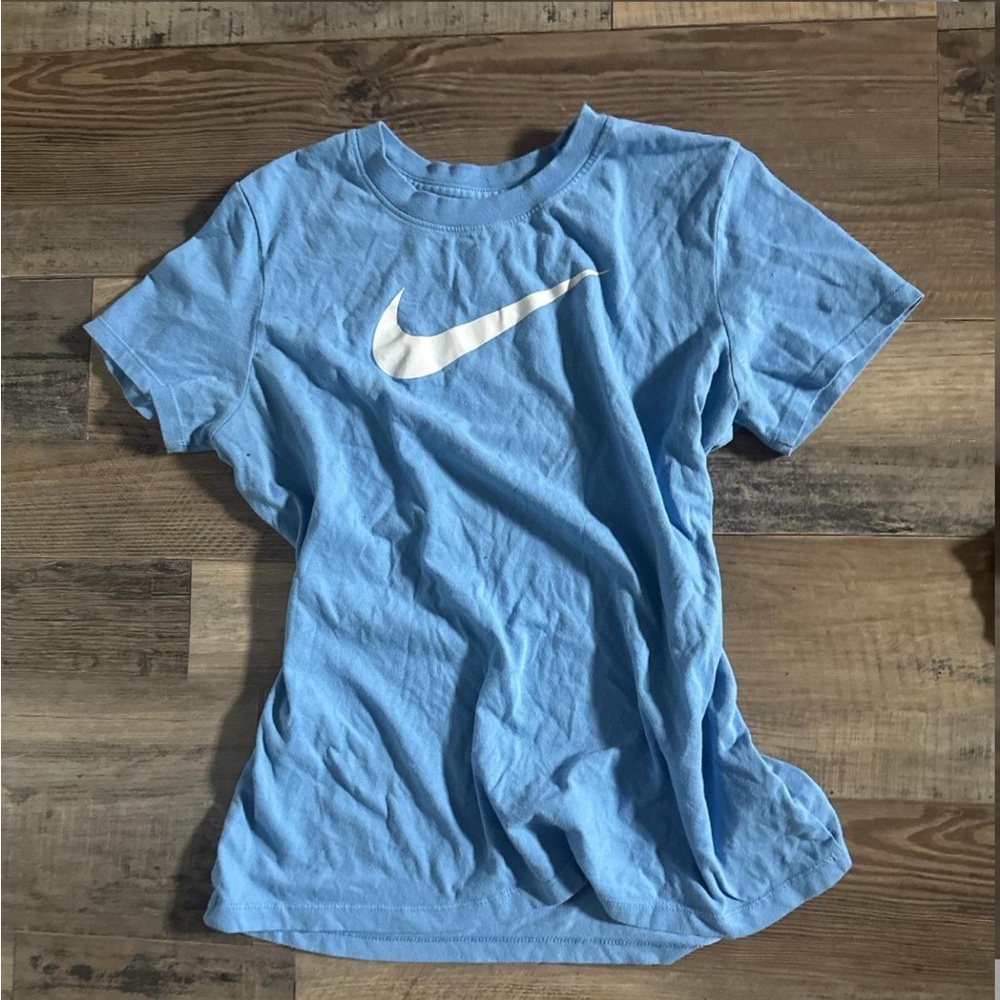 Nike Dri-FIT Blue Tee with White Swoosh